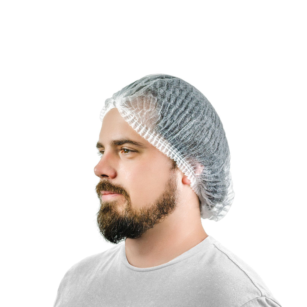 21" White SMS Pleatted Bouffant Cap (1000 Per Case) - Sticky Mats, Shoe Covers and Disposable Apparel from PLX Industries