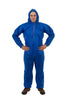 Blue SMS Coverall with Attached Hood, Elastic Wrist & Ankle (25 Per Case) - Sticky Mats, Shoe Covers and Disposable Apparel from PLX Industries