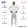 White SMS Coverall with Attached Hood & Boot 25/Case - Sticky Mats, Shoe Covers and Disposable Apparel from PLX Industries