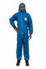 Blue Coverall with Hood, Elastic Wrist & Back, Front Zipper with Storm Flap 25/Case - Sticky Mats, Shoe Covers and Disposable Apparel from PLX Industries