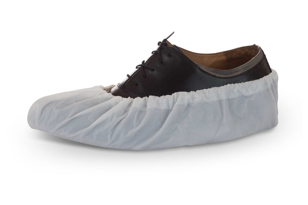 Heavy Duty CPE Shoe Cover, White, Elastic around Ankle 300/Case - Sticky Mats, Shoe Covers and Disposable Apparel from PLX Industries