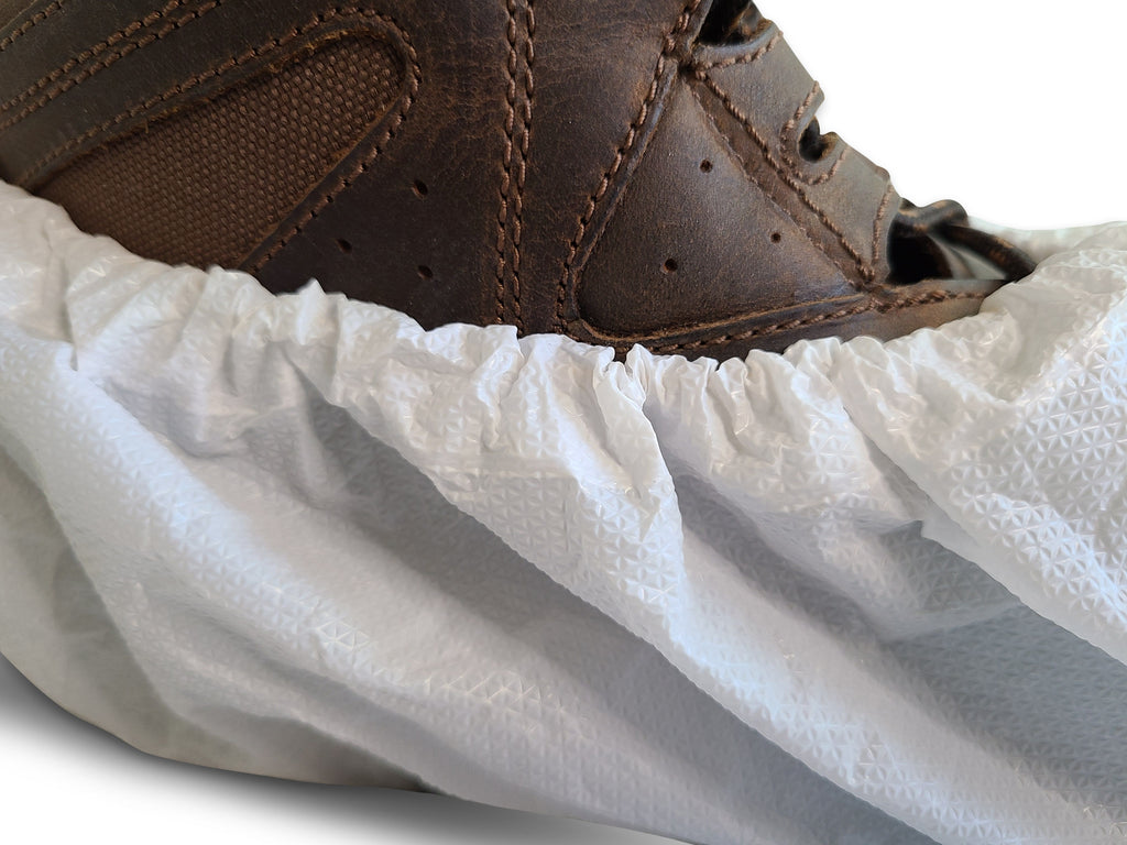White Super Heavy Duty CPE Shoe Cover - Quantities of 300 (150 pr.) - Sticky Mats, Shoe Covers and Disposable Apparel from PLX Industries