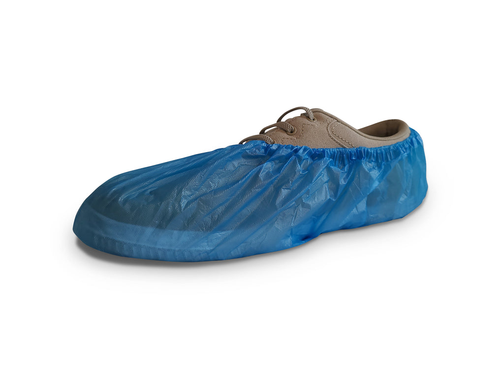 Blue CPE Shoe Cover - Quantities of 1000 (500 pr.) - Sticky Mats, Shoe Covers and Disposable Apparel from PLX Industries