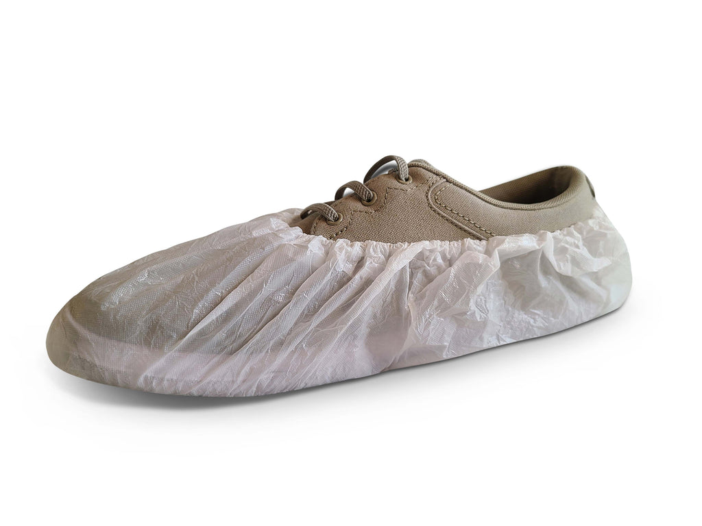 White CPE Shoe Cover - Quantities of 1000 (500 pr.) - Sticky Mats, Shoe Covers and Disposable Apparel from PLX Industries