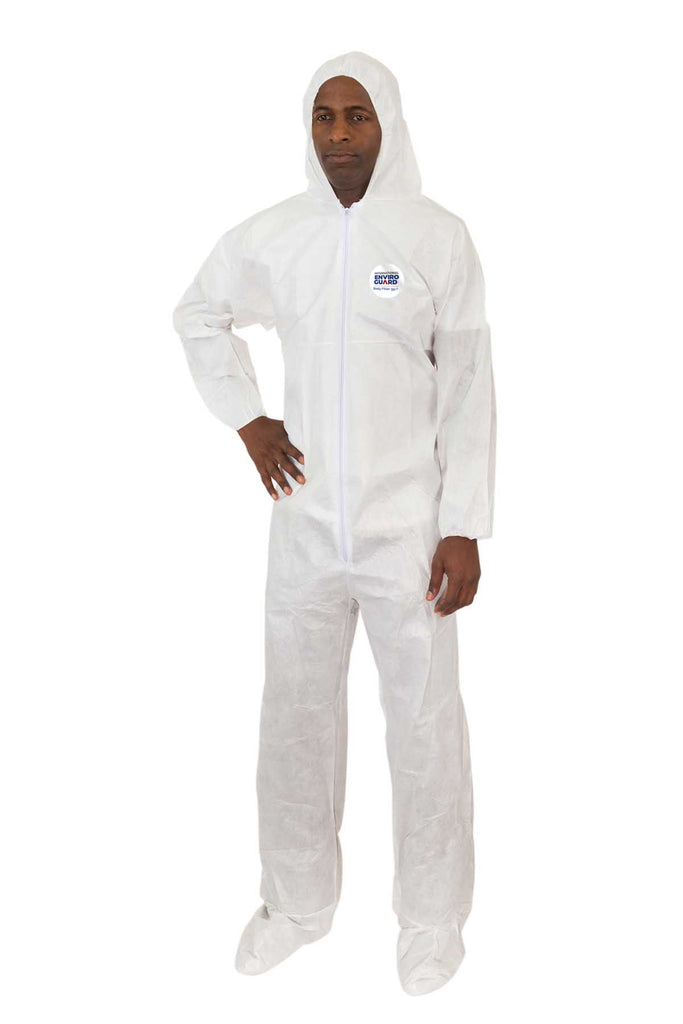 Coverall with Hood & Boot, Elastic Wrist & Ankle - 25/ Per Case - Sticky Mats, Shoe Covers and Disposable Apparel from PLX Industries