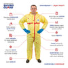 Chemical Splash Coverall, Elastic Wrist, Open Ankle, Taped Seams, Elastic Back ( 6  Per Case) - Sticky Mats, Shoe Covers and Disposable Apparel from PLX Industries