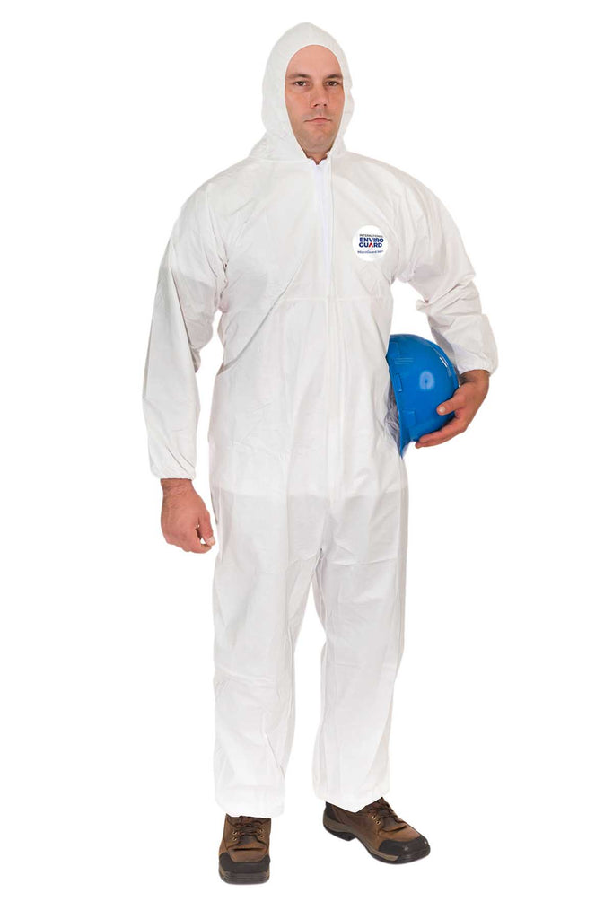 Microporous Coverall with Hood, Elastic Wrists, Back, & Ankles (25 Per Case) - Sticky Mats, Shoe Covers and Disposable Apparel from PLX Industries