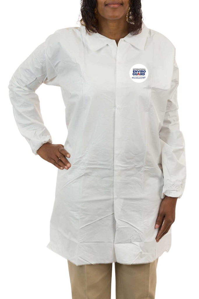 Microporous Lab Coat, No Pockets (30 Per Case) - Sticky Mats, Shoe Covers and Disposable Apparel from PLX Industries