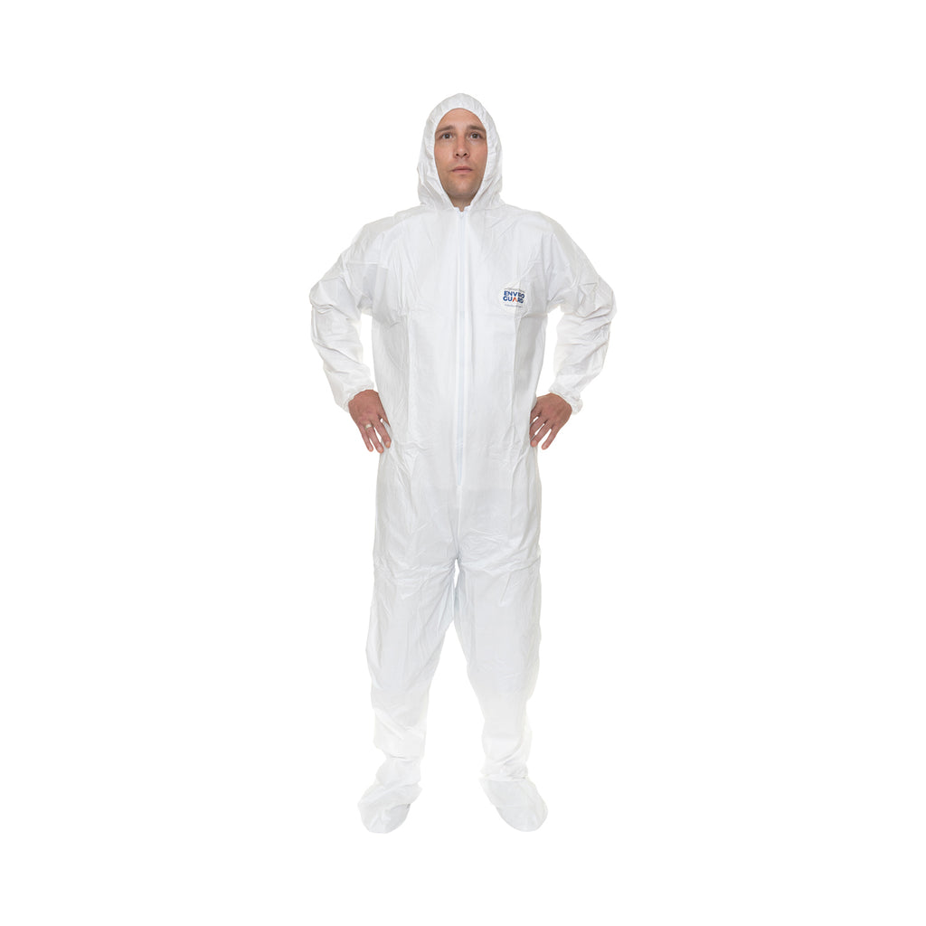 Lightweight Microporous Coverall with Attached Hood & Boot, Elastic Wrist (25 Per Case) - Sticky Mats, Shoe Covers and Disposable Apparel from PLX Industries