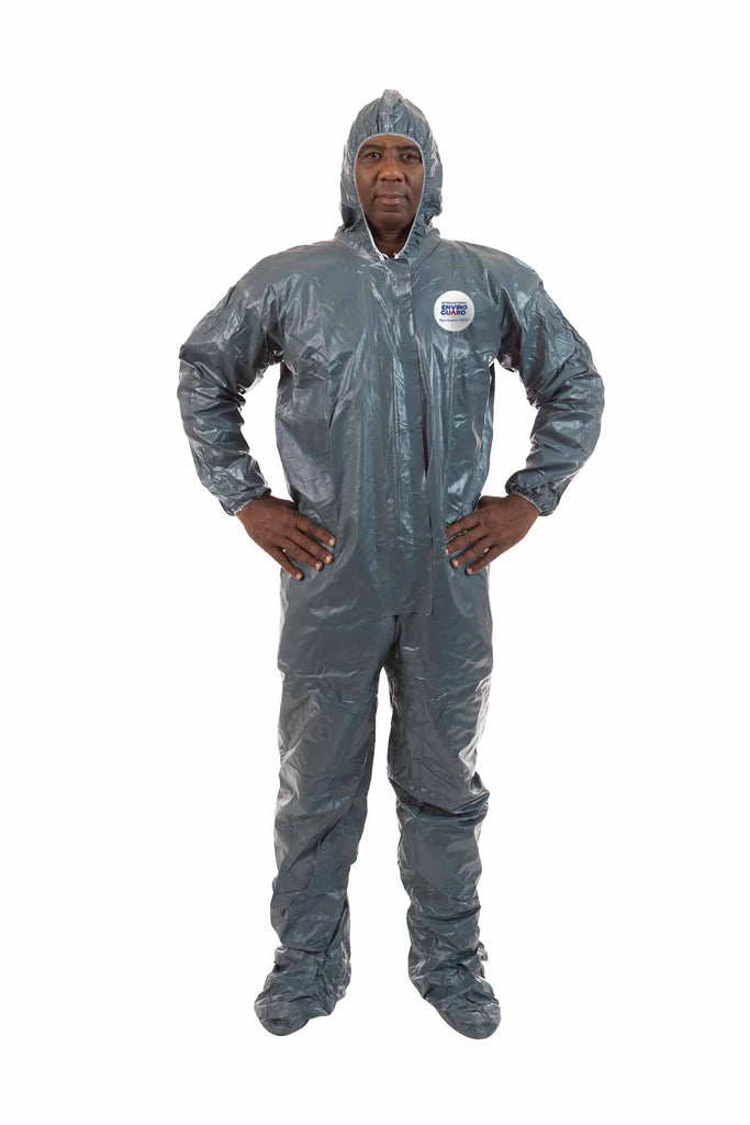 FR & Chemical Resistant Coverall with Attached Hood & Boot, Elastic Wrist (6 Per Case) - Sticky Mats, Shoe Covers and Disposable Apparel from PLX Industries