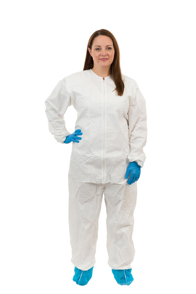 Sterile Coverall, Tunnelized Elastic Wrist & Ankle, Serged Seam, Sterilized to 10⁻⁶, Individually Packaged (25 Per Case) - Sticky Mats, Shoe Covers and Disposable Apparel from PLX Industries