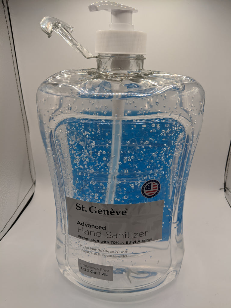 ST Geneve Antibacterial Advanced Hand Sanitizer |75% Alcohol | 4 liter Bottle - Sticky Mats, Shoe Covers and Disposable Apparel from PLX Industries