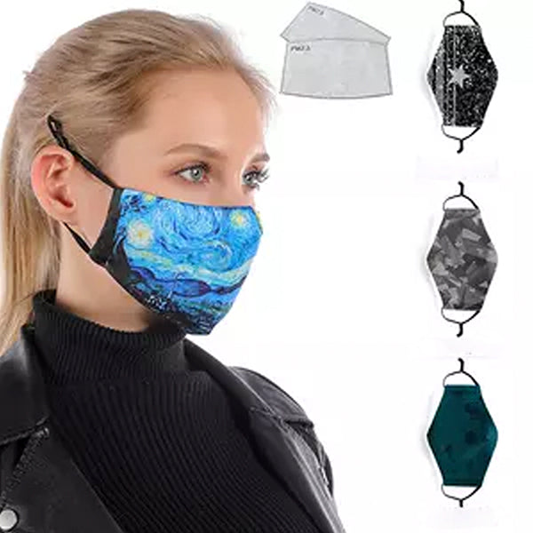 Adjustable Face Mask with filter pocket, full color cloth safety masks ; Safety Gear for Outdoor Sport, Smoking,Cycling,Travelling - Sticky Mats, Shoe Covers and Disposable Apparel from PLX Industries