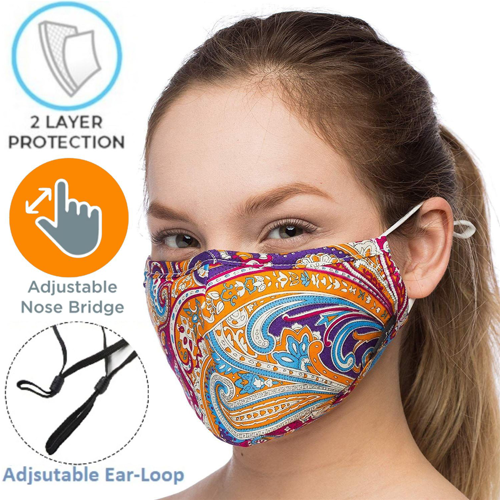 2-Layer Safety Face Mask w/Custom Logo & Adjustable Loop; Reusable & Washable Mask for Outdoor Sport, Smoking,Cycling,Travelling - Sticky Mats, Shoe Covers and Disposable Apparel from PLX Industries