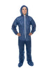 Blue Polypropylene Coverall with Hood and Boot (25 Per Case) - Sticky Mats, Shoe Covers and Disposable Apparel from PLX Industries