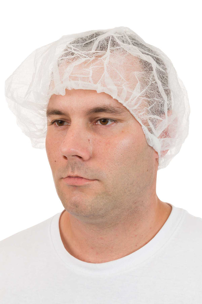 19" White Pleated Bouffant Cap (1000 Per Case) - Sticky Mats, Shoe Covers and Disposable Apparel from PLX Industries