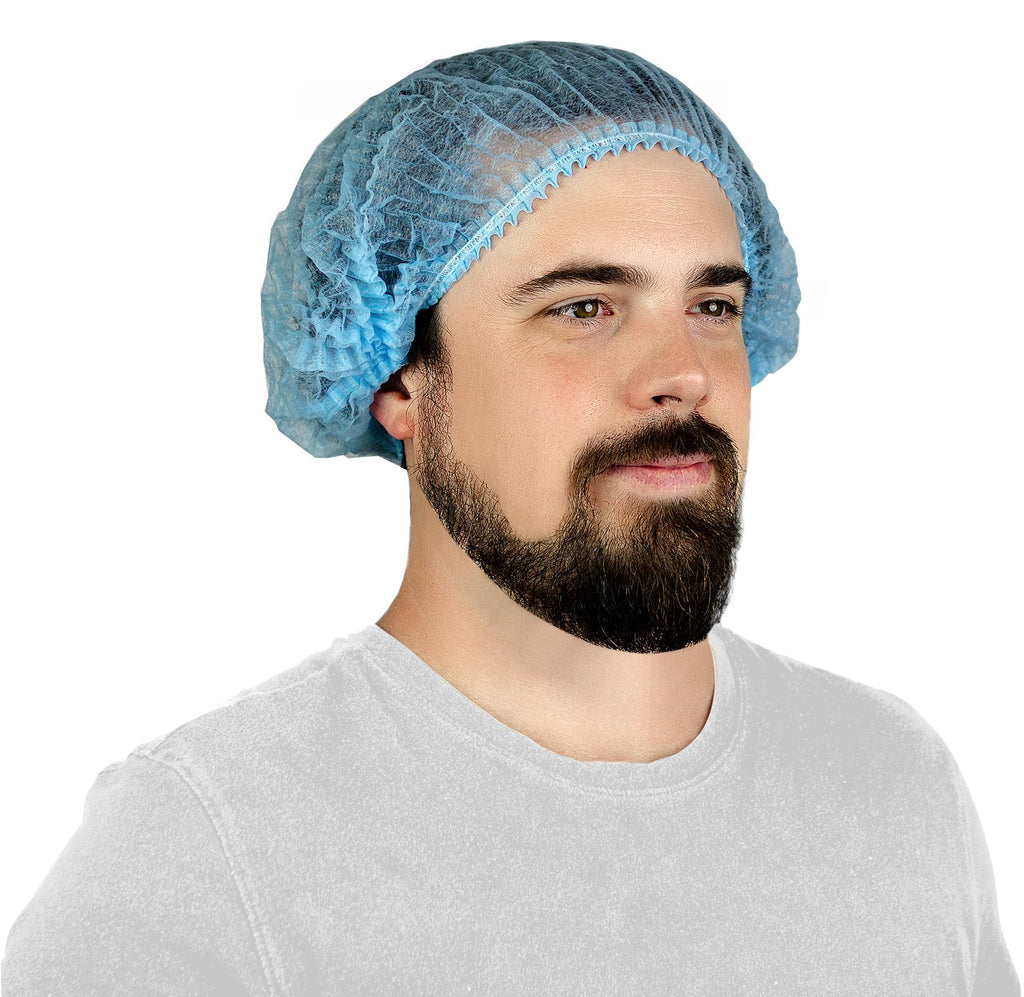 24" Blue Pleated Bouffant Cap (1000 Per Case) - Sticky Mats, Shoe Covers and Disposable Apparel from PLX Industries