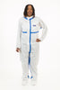 White Coverall, Elastic Wrist, Elastic Ankle, Front Zipper with Storm Flap, Thumb & Finger Loops, Taped Seams, Mandarin Collar - Sticky Mats, Shoe Covers and Disposable Apparel from PLX Industries