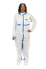 White Coverall, Elastic Wrist, Elastic Ankle, Front Zipper with Storm Flap, Thumb & Finger Loops, Taped Seams, Mandarin Collar (25 Per Case) - Sticky Mats, Shoe Covers and Disposable Apparel from PLX Industries