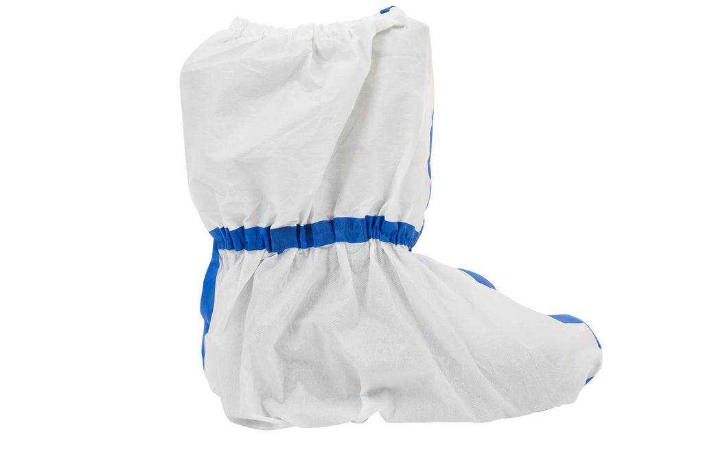 White Boot Cover, Taped Seams, Elastic Ankle & Top, Skid Resistant Sole, 17" (100 Per Case) - Sticky Mats, Shoe Covers and Disposable Apparel from PLX Industries
